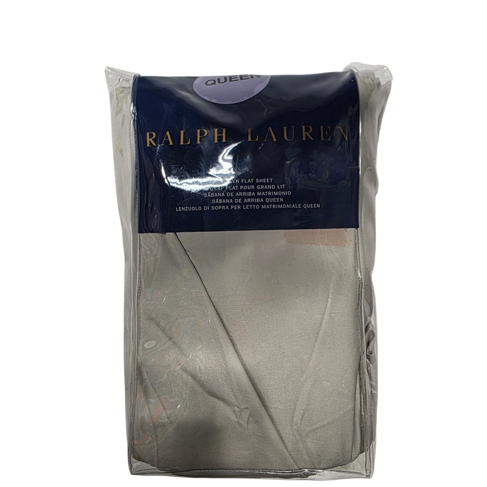 Ralph Lauren Queen Flat Sheet‎ Beige Greige Cotton Luxury Bedding Home